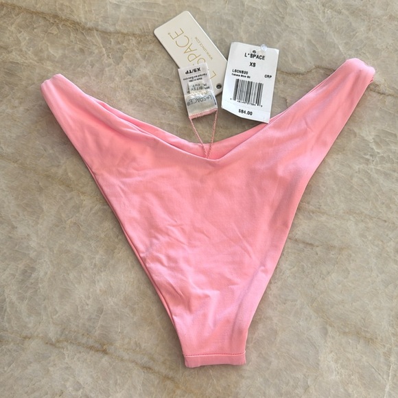 NWT‎ L*Space Cabana Bitsy Brazilian Bikini Bottom -Pink-XS- High Leg - Picture 3 of 6